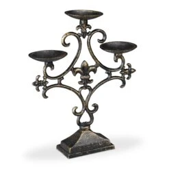 1 X Kerzenständer In Schwarz/ Gold - (B)23x (H)28,5 X (T)7,5 Cm