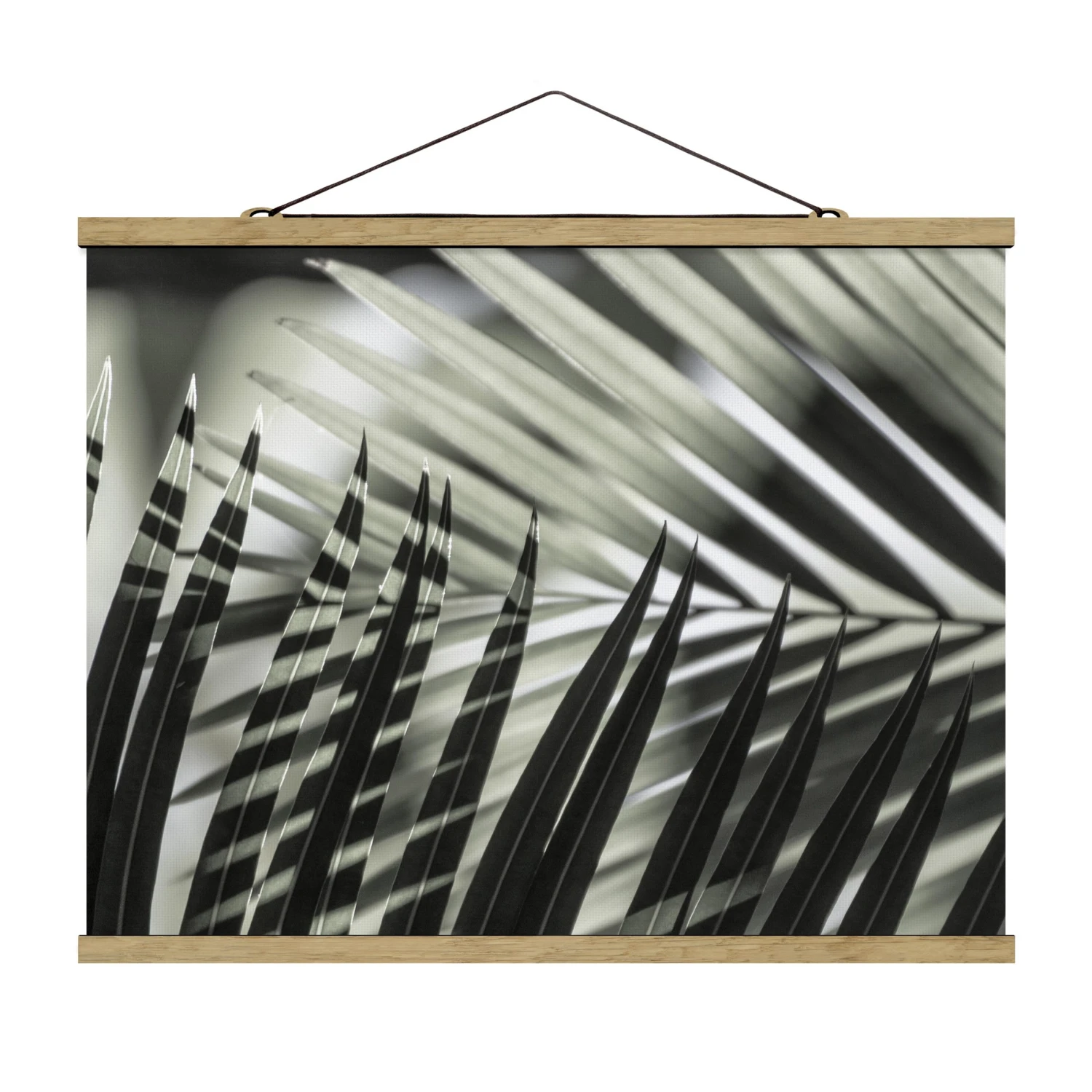 Stoffbild Mit Posterleisten - Schattenspiel Auf Palmenwedel In Grün