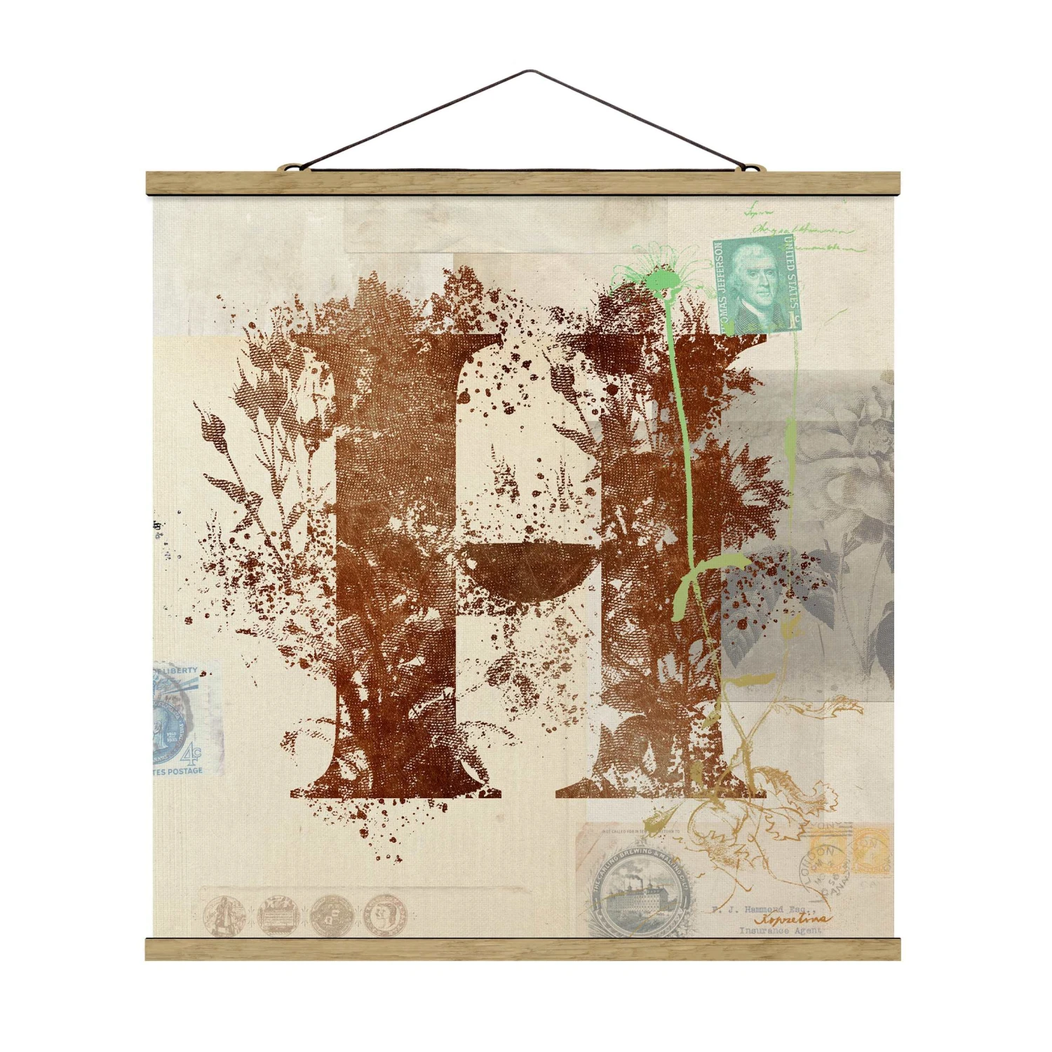 Stoffbild - Vintage Gold Alphabet Buchstabe H In Gold